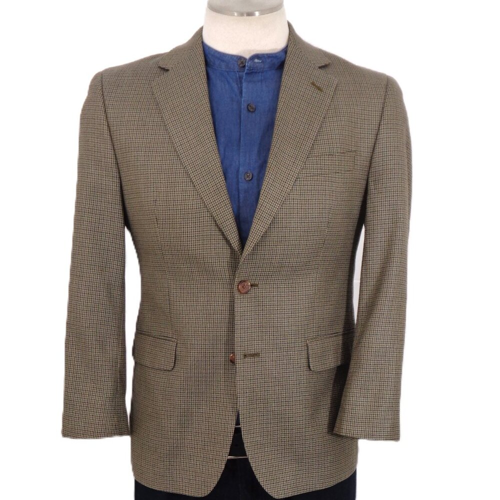 40 S Ralph Lauren Blue Label Sport Coat Puppy Tooth Tweed 48% Wool 52% Silk